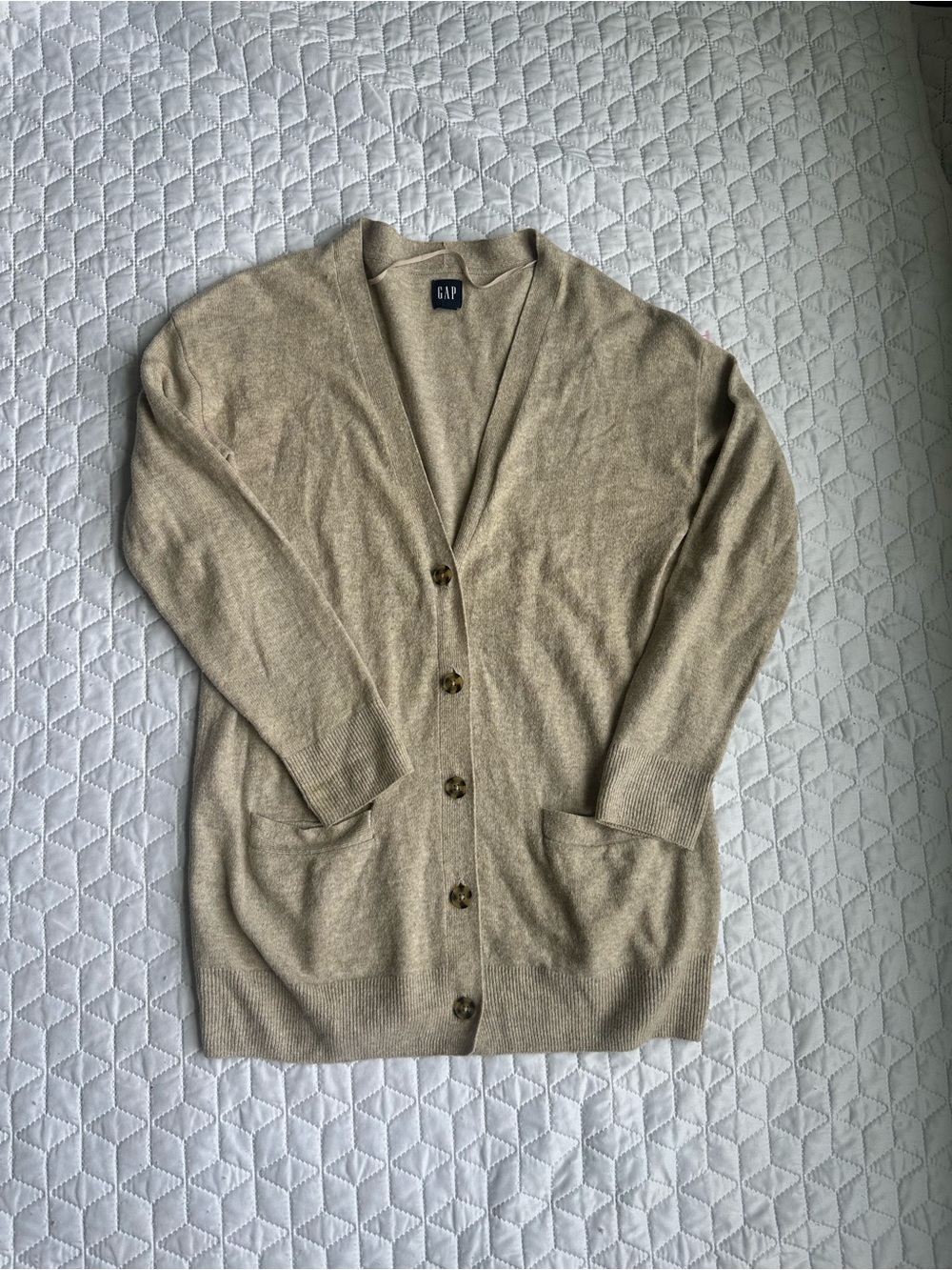 GAP women’s Light Beige Button-Up Cardigan
